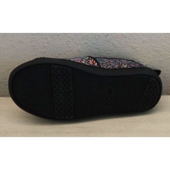 TOMS 10020138 Toddler Girls Sz 8M Black Chunky Glitter Alpargata Loafer Shoes - Picture 9 of 10